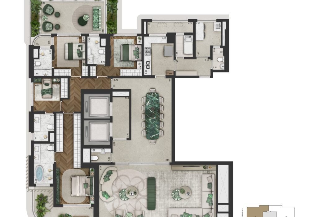 Planta Padrão - Garden - 14pav - 279.9m²