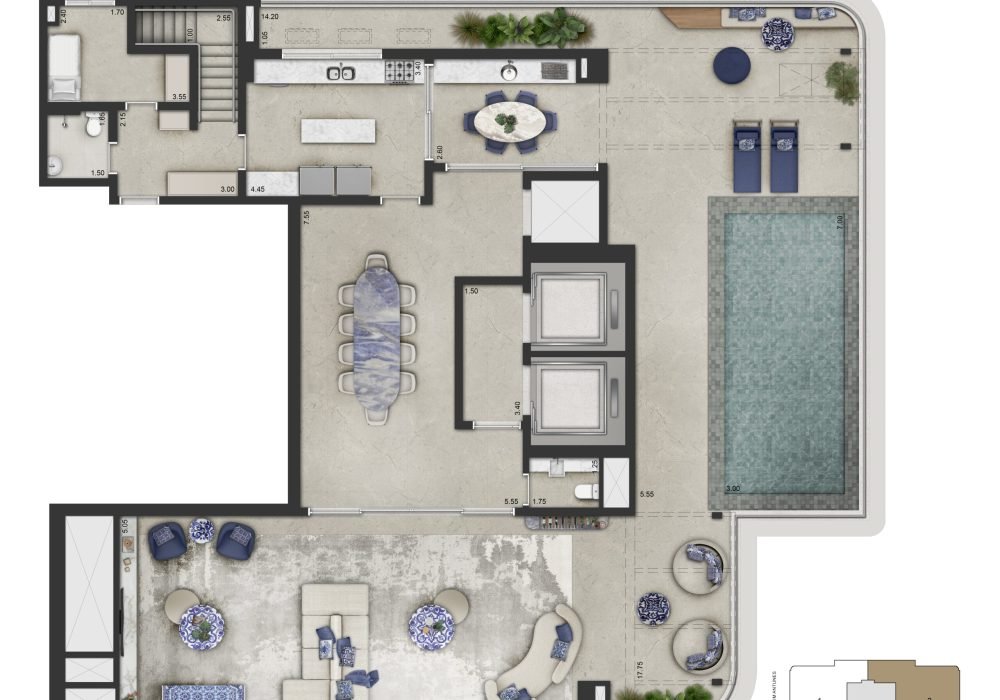 Planta Padrão Final 01 Duplex Superior 591.5m²